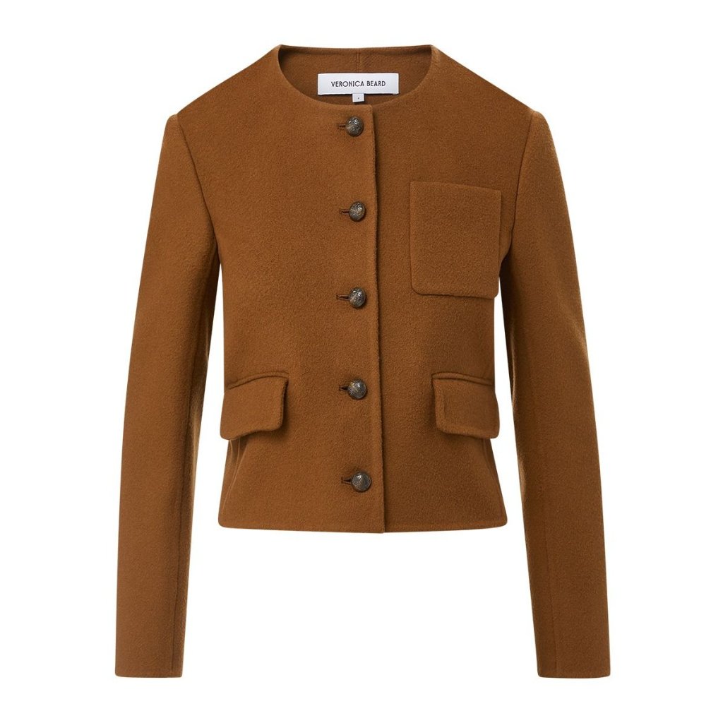Veronica Beard Nwt Lyssa Collarless Wool Jacket In Deep Ochre Size 0